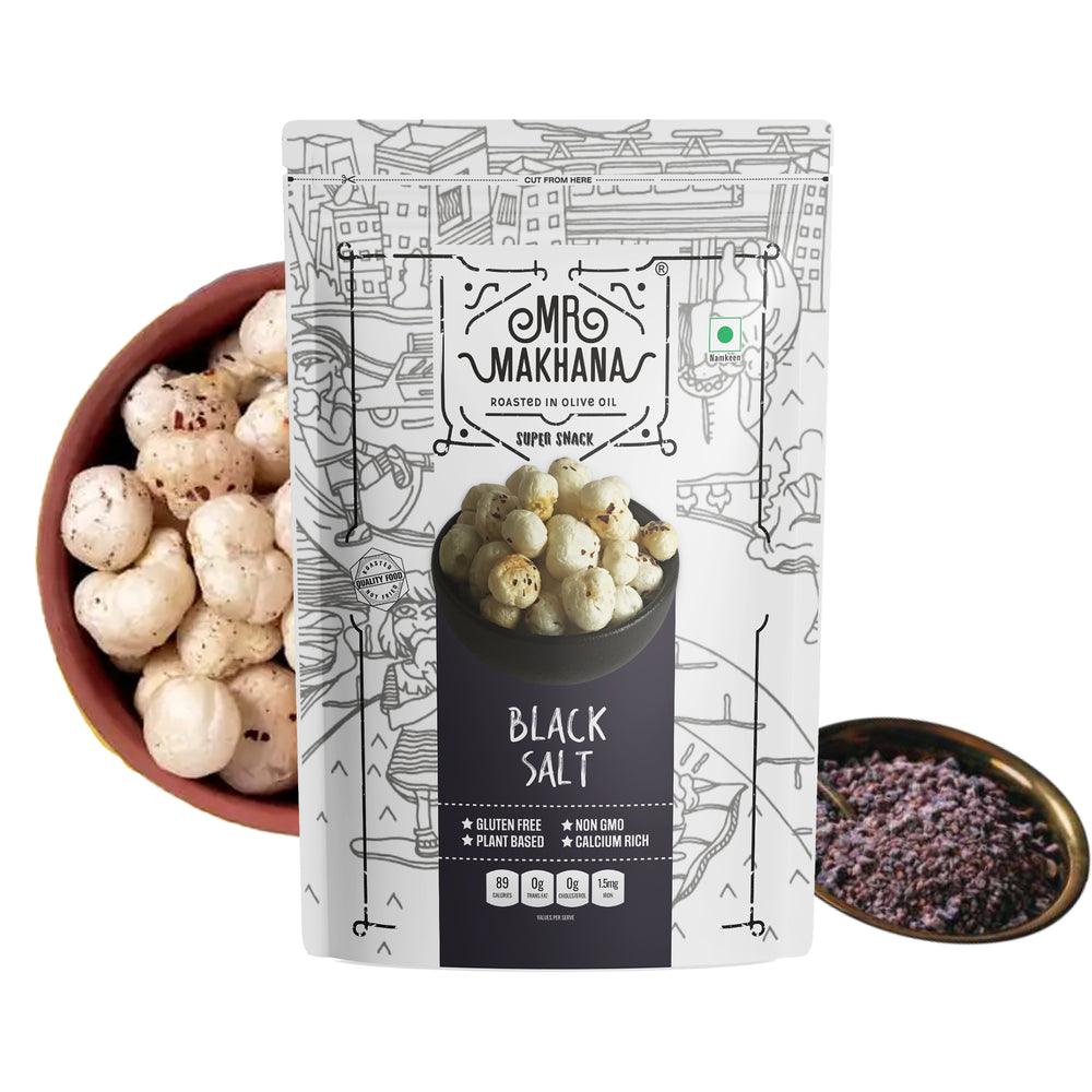 Mr Makhana Black Salt Resealable Standee Pouch 55 GM