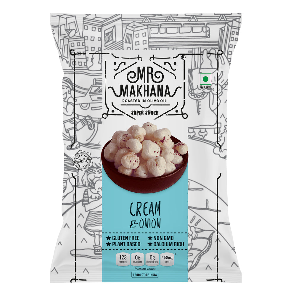 Mr Makhana Cream & Onion, 60 GM