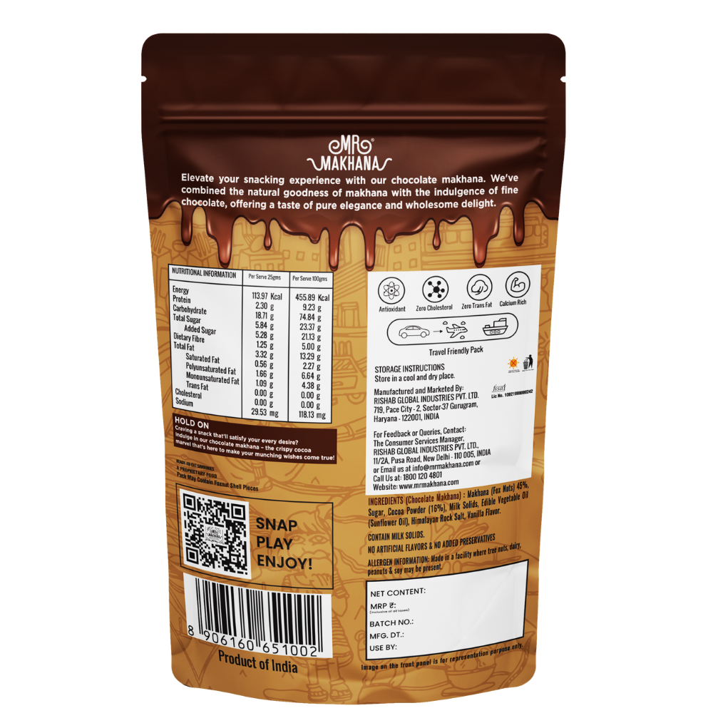 Mr. Makhana ChocoPop Resealable Pouch 65 GM