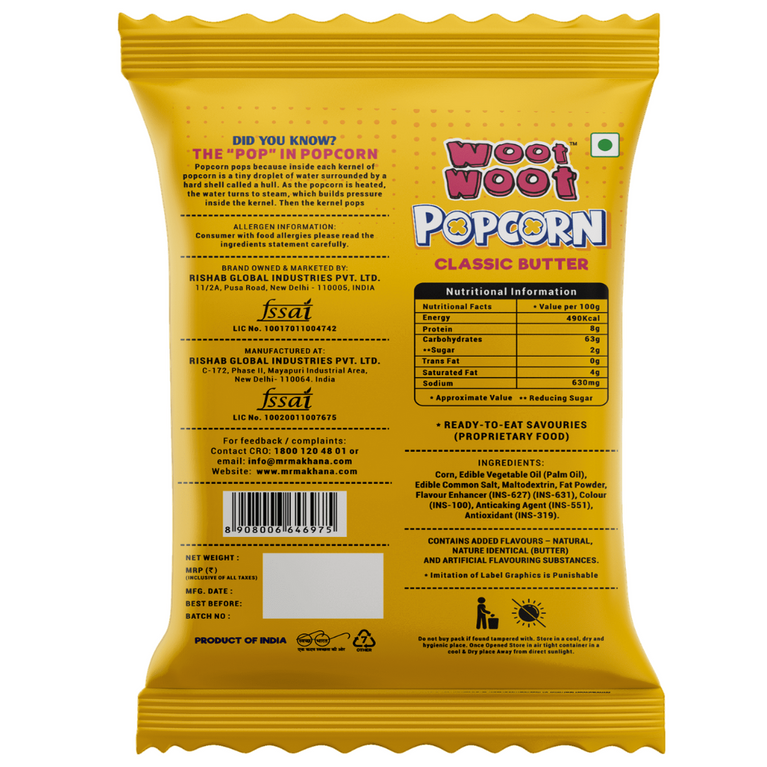 Woot Woot Popcorn Classic Butter pack of 12